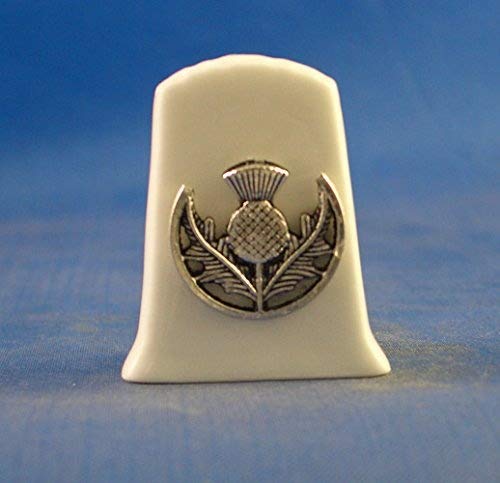 Porcelain China Collectable Thimble -- Antique Silver Scotland Thistle with Free Gift Box