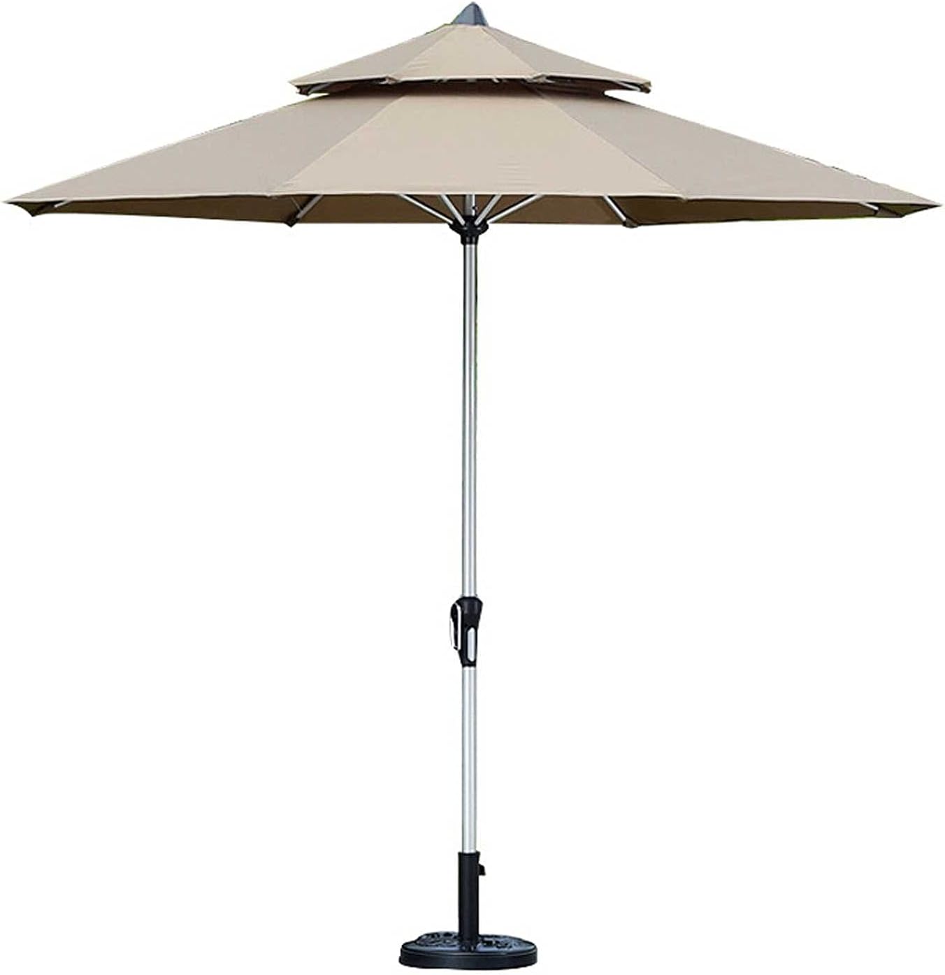 Sombrilla de patio con base, 2 niveles con manivela para patio, piscina