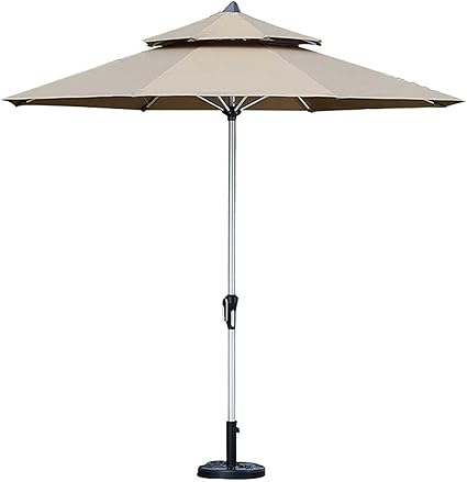 Sombrilla de patio con base, 2 niveles con manivela para patio, piscina