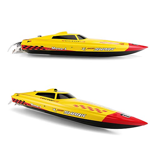 FUNTECH RC Boats PNP High Speed 80KM/H+ Electric Remote Control Boat [Yellow] - Freshwater - Pools Bathtubs Lake
