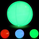 Large Floating and Inflatable LED Beach Ball Glow in The Dark Toy with Color Changing Lights | 7 Modes | Great for Summer Parties, Pool/Beach Parties, Raves, or Black Light / Glow Parties