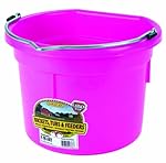Miller Manufacturing P8FBHOTPINK Plastic Flat Back Bucket for Horses, 8-Quart, Pink