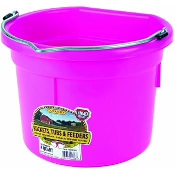 Miller Manufacturing P8FBHOTPINK Plastic Flat Back Bucket for Horses, 8-Quart, Pink