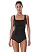 SYROKAN Women's Pleated Maillot Endurance Athletic Training One Piece Swimsuit