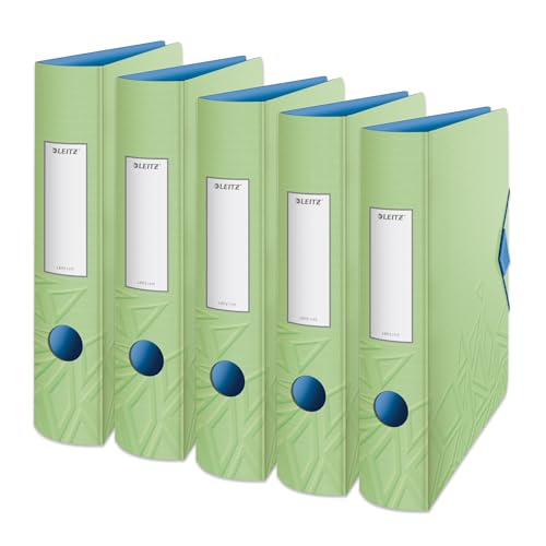 Leitz 180° Active Urban Chic A4 Lever Arch File, Green, Curved Spine 65mm Width, Elastic Fastening, Light polyfoam, Urban Chic, 11170050