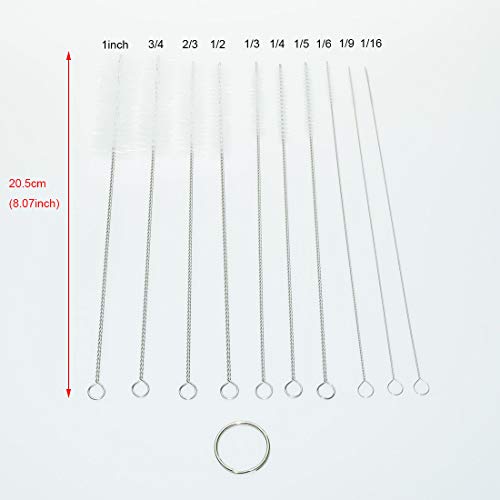 FOONEA Nylon Brush Aquarium Air Pump Accessories Cleaning Brushes Nylon Tube Brushes 10 Pieces for Drinking Straws Glasses Keyboards Jewelry Cleaning 1 Pack 10 in 1 White Brush