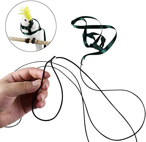 ASOCEA Adjustable Parrot Bird Harness Leash Anti-Bite Flying Training Rope Pet Outdoor Traction Fit Budgerigar Lovebird Cockatiel Mynah Small Bird