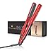 Wazor Professional Ionic Hair Straightener 1 Inch 2 in 1 Ceramic Tourmaline Plates with Temp Settings and Auto Shutoff Red