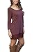 Our Precious Women's Casual Long Sleeve Lace Hem A-Line Shirt Dress Tunic Tops Burgundy L