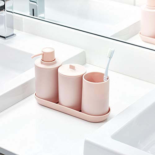 iDesign Cade Toothbrush Holder, Holds Normal Toothbrushes, Spin Brushes, and Toothpaste - Matte Blush
