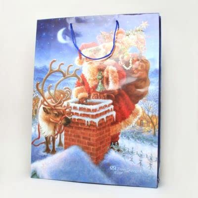Extra Large Santa Down The Chimney Paper Gift Bags for Christmas