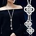 Dolland Women's Crystal Four-Leaf Clover Jewelry Tassel Pendant Long Chain Sweater Necklace