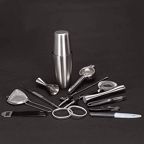 LTLWSH Boston Shaker Kit, Edelstahl Cocktail Shaker Set, Barmass, Barstössel, Barlöffel, Barsieb und Flaschenöffner – Bild 2