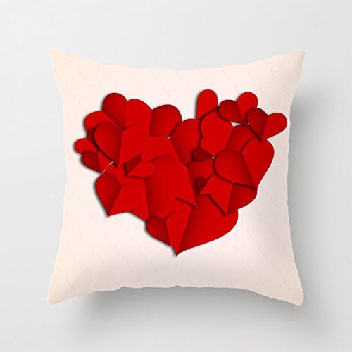 Heavyxias 18"x18" Paper Hearts Decorative Throw Pillow Case Cushion Cover