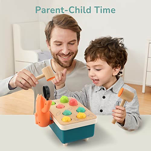 TOP BRIGHT Developmental Toys for 1 Year Old Wooden Pounding Bench Toy