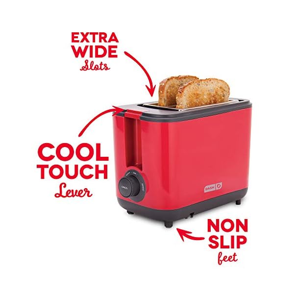 Dash 2 Slice, Extra Wide Slot Easy Toaster with Cool Touch + Defrost