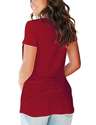 Plus Size Women's T Shirt Blouses Short Sleeve Tops V Neck Summer Basic T Shirts - Thumbnail 3