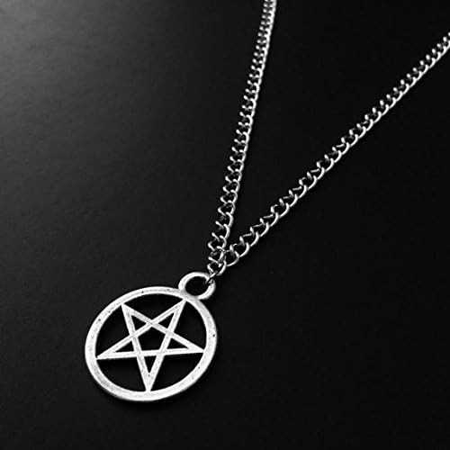 SGQIANG Pentagram Necklace, Pentacle Pendant, Witchy Jewelry, Gothic Jewelry, Grunge Necklace, Pagan Jewelry, Wiccan Necklace, Silver Pentagram
