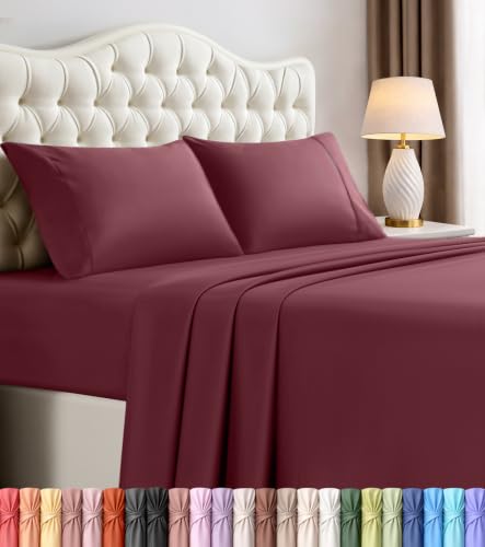 Utopia Bedding Full Bed Sheets Set - 4 Piece Bedding - Brushed Microfiber - Shrinkage and Fade Resistant - Easy Care (Full, Burgundy)