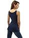PattyBoutik Women’s V Neck Shirred Shoulder Sleeveless Blouse (Navy Blue Small)