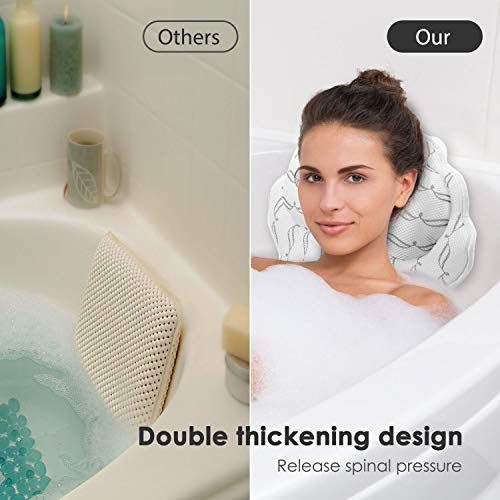 Luxurious Bath Pillow, SMZCTYI Ergonomic Thickened Spa Bath Pillow for Neck Head and Shoulder Support Bath Accessories for Jacuzzi, Hot Tub