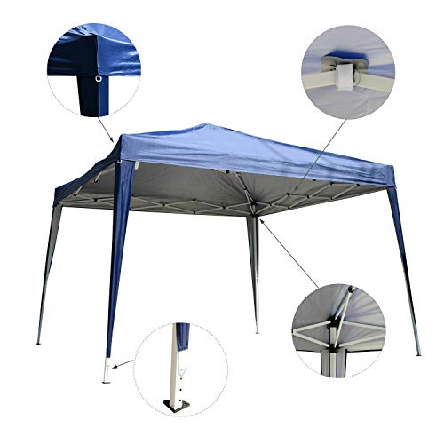 FDInspiration Blue 9.8x9.8 FT Pop Up Gazebo Canopy Party Tent Foldable Design Shelter Outdoor Sun Shade w/Storage Bag with Ebook - Thumbnail 3