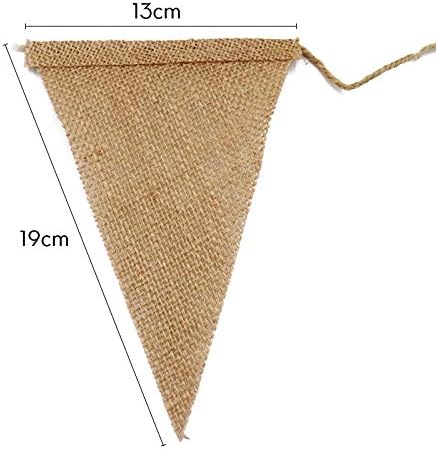G2PLUS 12M Hessian Burlap Bunting, 48PCS Rustic Linen Bunting Flags, Outdoor Linen Burlap Banner - Image 5