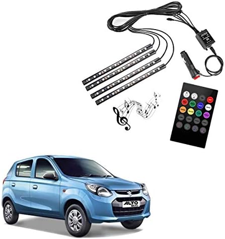 SYKIT Car Atmosphere Light 12 LED Set of 4 RGB Multi Color Car Interior Music Light Under Dash LED Lighting Kit with Sounds Activated Wireless FOR Maruti Suzuki Alto 800