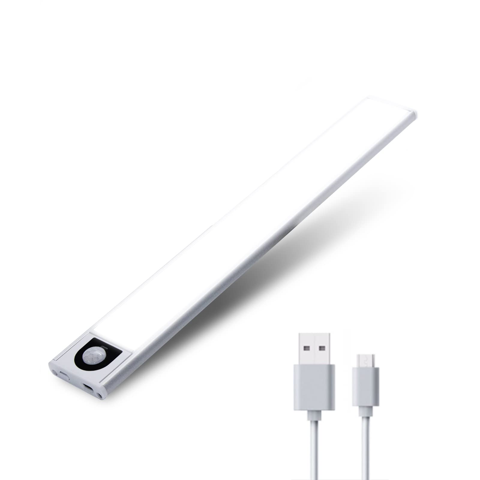 Intelligent Light Under-Cabinet Lights Under Cabinet Lighting Led Strip Lights for USB Rechargeable Magnetic Under Counter Lights Sensor light for Kitchen Cupboard Stair Hallway Pantry(30CM White)