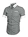 Allegra K Men Point Collar Button Down Slim Fit Casual Shirts Tops Light Gray M
