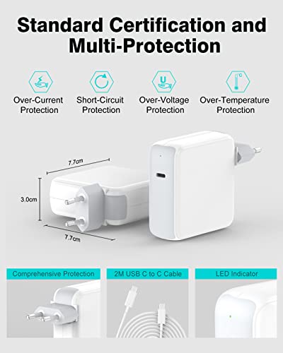Charger 96W USB C Power Supply Compatible with MacBook Pro 16/15/14/13 inch, MacBook Air 2020/2019/2018, 2024 iPad Pro/Air M2/M4, Quick Charger, USB C to C Cable 2M
