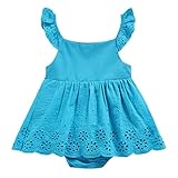 OCEAN-STORE Romper Dress Girl Toddler Kid Baby Sleeveless Solid Flower Princess Clothing