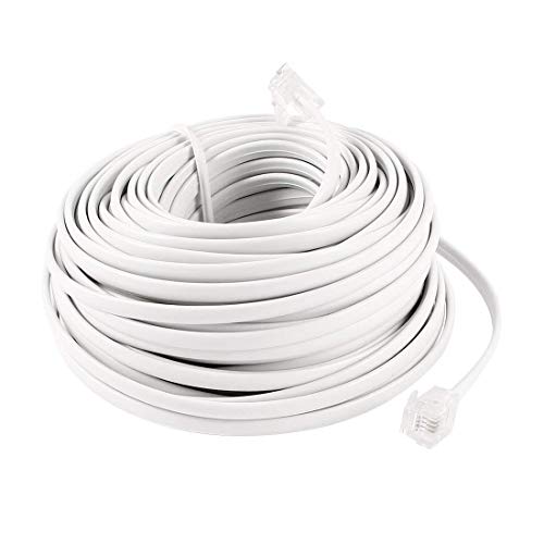 Yohii 18M 60ft RJ11 6P4C Telephone Line Cord Extension Cable Connector White