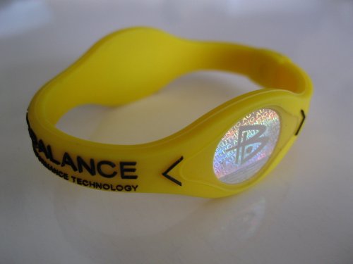 Power Balance Silicone Wristband Bracelet Small Yellow W/ Black Letters