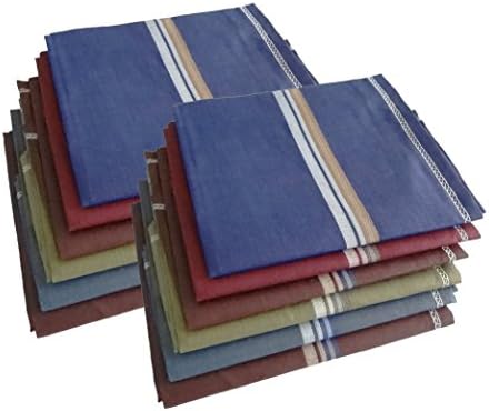 Men's 100% Cotton Premium Collection Handkerchiefs - Pack of 12 (Dark Color Assorted_46X46 CM)