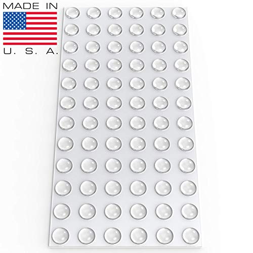 Clear Soft Close Drawer Cabinet Door Bumpers - Made in USA - 9.5mm x 3.8mm Sound Dampening Adhesive Transparent Rubber Pads Feet - Hemispherical Shape - 72 PCs
