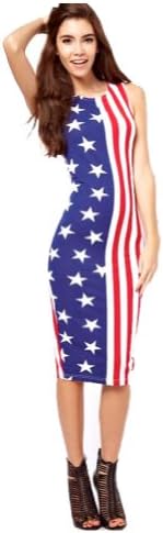 New American Flag Stars and Stripes Bodycon Sleeveless Dresses(size S)