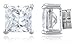 New & Improved! Silvertone with Clear Cz Square Magnetic Stud Earrings - 4mm to 12mm Available (RH-M6UQ-HL51)