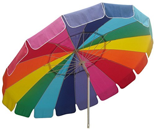 Beach Umbrella Rainbow Color with Carry Bag - 8 Foot