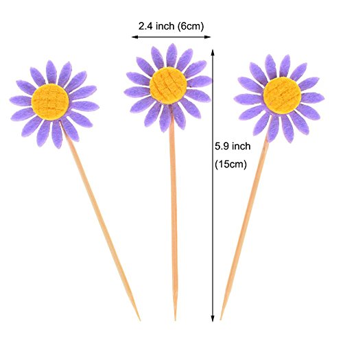 NUOMI 36Pcs Flower Cupcake Toppers Decorations Kids Birthday Party Food Picks Supplies, Cake Muffin Decorating Toppers Baby Shower Christmas Favors for Boy Girl, Sunflowers - Thumbnail 2