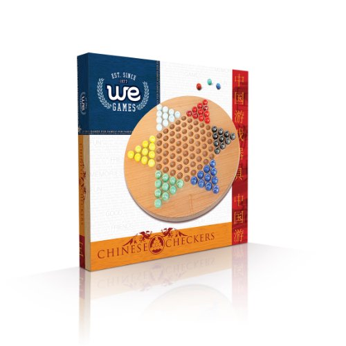 Solid Wood 11.5" Chinese Checkers Set with Glass Marbles