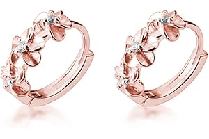 SLUYNZ 925 Sterling Silver Plumeria Flowers Hoop Earrings for Women Teens Small Hoop Earrings Pretty Flowers Huggie