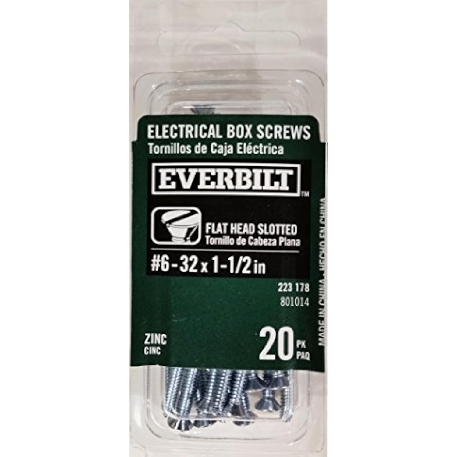 632 tpi x 11/2 in. ZincPlated FlatHead Slotted Drive Electrical Box