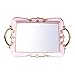 roomfitters Decorative Mirrored Vanity Tray, Makeup Jewelry Bathroom Organizer 13.5 x 8.3 inch - Antique Baby Pink with Gold Painted Handles