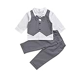 Infant and Toddler Baby Boy Gentleman Formal Party Wedding Suits Outfits (6-12Months, Grey)