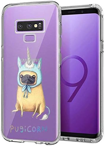 Case for Samsung Galaxy Note 9 ，Nebula Pugicorn Crystal Clear Soft Case with Pattern Printed Transparent Protective Back Cover Case Protective TPU Thin Cover Transparent Slim Anti Slip Case