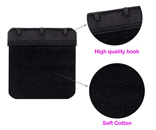Tamlien Bra Extender 3 Hooks,Soft and Comfortable Bra Strap Extender (Black)