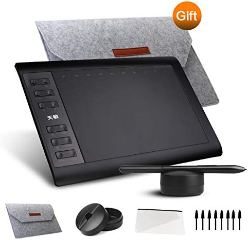10moons 1060Plus Electronic Drawing Tablet for Kids Artists 8192 Levels Graphic Tablet Kit Compatible Windows and MAC OS