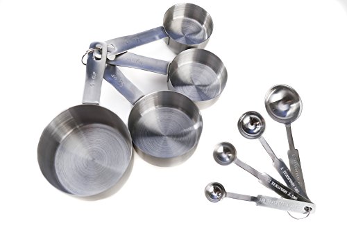 Stainless Steel Measuring Cups and Measuring Spoons 8-piece Set by Kitchen Winners