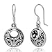 925 Oxidized Sterling Silver Bali Inspired Open Filigree Circle Dangle Hook Earrings